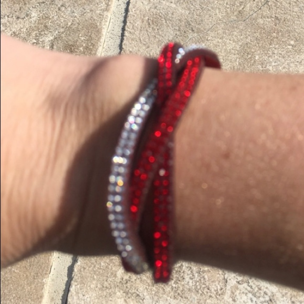 Red Rhinestone Wrap Bracelet - Picture 5 of 7